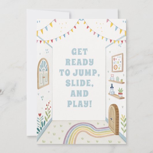 Invitation Enfants Bounce Bash, Jouer Anniversaire (Dos)