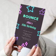 Enfants Bounce Neon Glow Anniversaire Fête Invitat