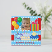 Invitation Enfant's Boy 3e fête d'anniversaire Bleu rouge jau (Debout devant)