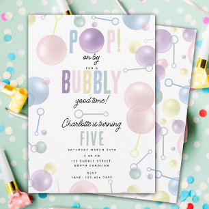Invitation Enfants Bubble Party POP on By Birday