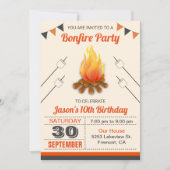 Invitation Enfants Camp Out Bonfire Anniversaire Fête Invitat (Devant)