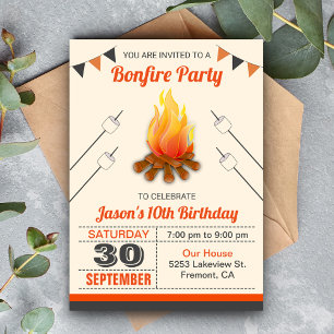 Invitation Enfants Camp Out Bonfire Anniversaire Fête Invitat