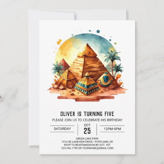 Invitation Enfants Chic Custom Pyramids Anniversaire (Devant)
