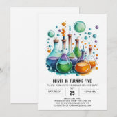 Invitation Enfants Chimie Scientifique Expérience Birthday (Devant / Derrière)