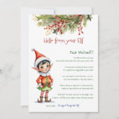 Invitation Enfants Christmas Elf Boy Hello Lettre Bonjour Inv (Devant)