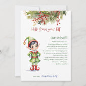 Invitation Enfants Christmas Elf Boy Hello Lettre Bonjour Inv (Devant)