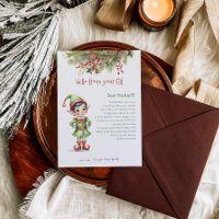 Enfants Christmas Elf Boy Hello Lettre Bonjour Inv