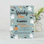 Invitation Enfants citrouilles éffrayants halloween 1er anniv (Debout devant)