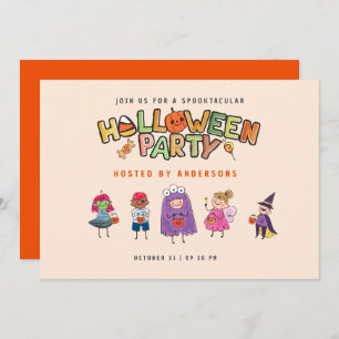 Invitation Enfants Coloré Halloween Costume Party
