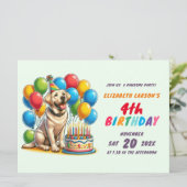 Invitation Enfants Coloré Labrador Thème Anniversaire (Debout devant)