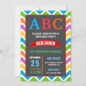 Invitation Enfants colorés ABC Alphabet fête d'anniversaire (Devant)