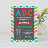 Invitation Enfants colorés ABC Alphabet fête d'anniversaire (Debout devant)