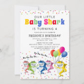 Invitation Enfants colorés Shark fête d'anniversaire (Devant)