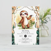 Invitation Enfants colorés Sloth Anniversaire (Debout devant)