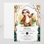 Invitation Enfants colorés Sloth Anniversaire (Devant / Derrière)