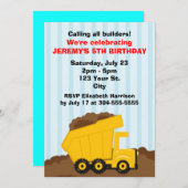 Invitation Enfants Construction Anniversaire (Devant / Derrière)