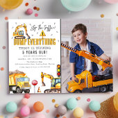 Invitation Enfants Construction aquarelle photo fête d'annive