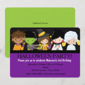 Invitation Enfants Costume Halloween Anniversaire Fête Invita (Devant / Derrière)