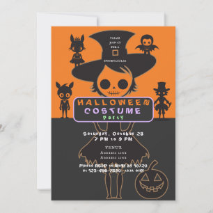 Invitation Enfants Costume mignon Halloween moderne habiller