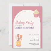 Invitation Enfants Cuisine Baking Anniversaire Fête Invitatio (Devant)