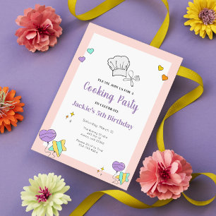 Invitation Enfants Cuisine Baking Anniversaire Fête Invitatio