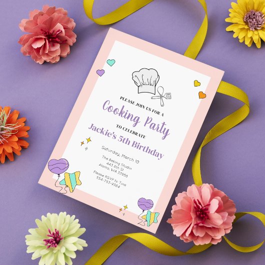 Invitation Enfants Cuisine Baking Anniversaire Fête Invitatio