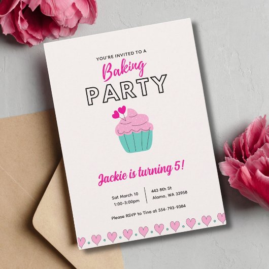 Invitation Enfants Cuisine Baking Anniversaire Fête Invitatio