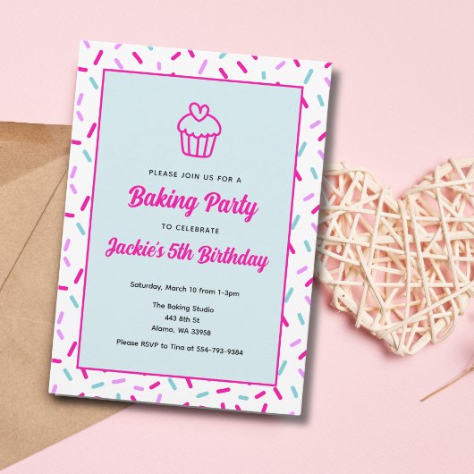 Invitation Enfants Cuisine Baking Anniversaire Fête Invitatio