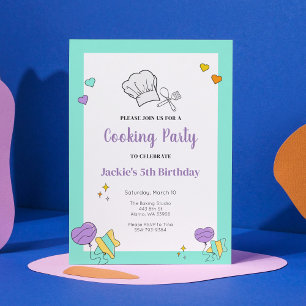 Invitation Enfants Cuisine Baking Anniversaire Fête Invitatio