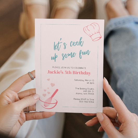 Invitation Enfants Cuisine Baking Anniversaire Fête Invitatio