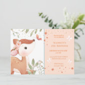Invitation Enfants Cute Deer 2e fête d'anniversaire (Debout devant)