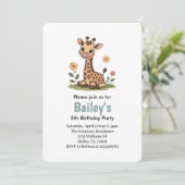 Invitation Enfants Cute Giraffe Jungle fête d'anniversaire (Debout devant)