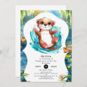 Invitation Enfants Cute Otter Anniversaire (Devant / Derrière)