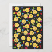 Invitation Enfants d'anniversaire d'amusement d'Emoji (Dos)