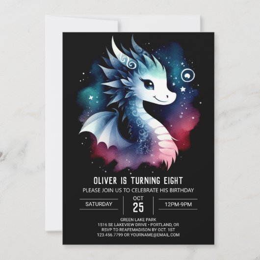 Invitation Enfants d'anniversaire de dragon simple (Devant)