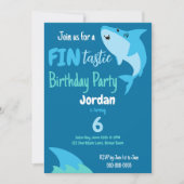 Invitation Enfants D'Anniversaire Du Requin En Mer (Devant)