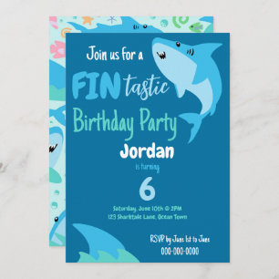 Invitation Enfants D'Anniversaire Du Requin En Mer