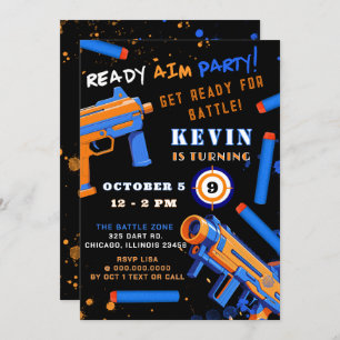 Invitation Enfants Dart Fête de bataille Anniversaire