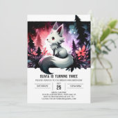 Invitation Enfants de la forêt Wolf Anniversaire (Debout devant)