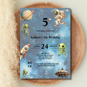 Invitation Enfants de l'espace Aliens Astronaute Planètes Gar