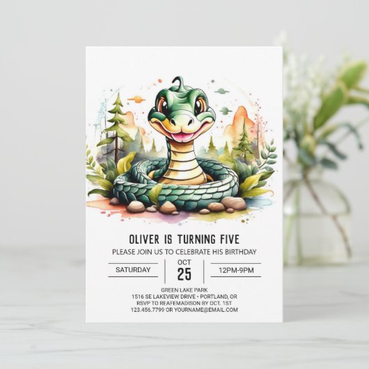 Invitation Enfants de serpent simple Anniversaire (Debout devant)