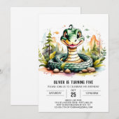 Invitation Enfants de serpent simple Anniversaire (Devant / Derrière)
