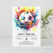 Invitation Enfants de soccer coloré Aquarelle Anniversaire (Debout devant)