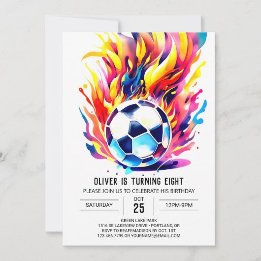 Invitation Enfants de soccer mignonne modifiable Anniversaire (Devant)