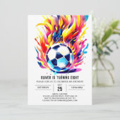 Invitation Enfants de soccer mignonne modifiable Anniversaire (Debout devant)