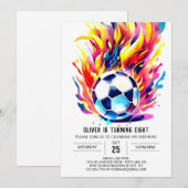 Invitation Enfants de soccer mignonne modifiable Anniversaire (Devant / Derrière)