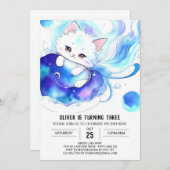 Invitation Enfants Digital Kitty Anniversaire (Devant / Derrière)