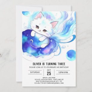 Invitation Enfants Digital Kitty Anniversaire