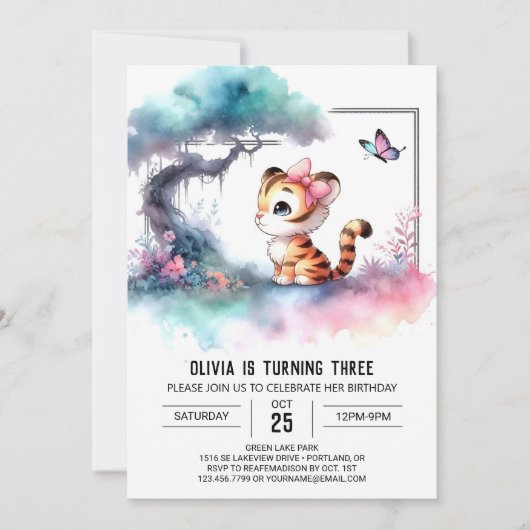 Invitation Enfants Digital Tiger Anniversaire (Devant)
