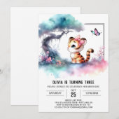 Invitation Enfants Digital Tiger Anniversaire (Devant / Derrière)